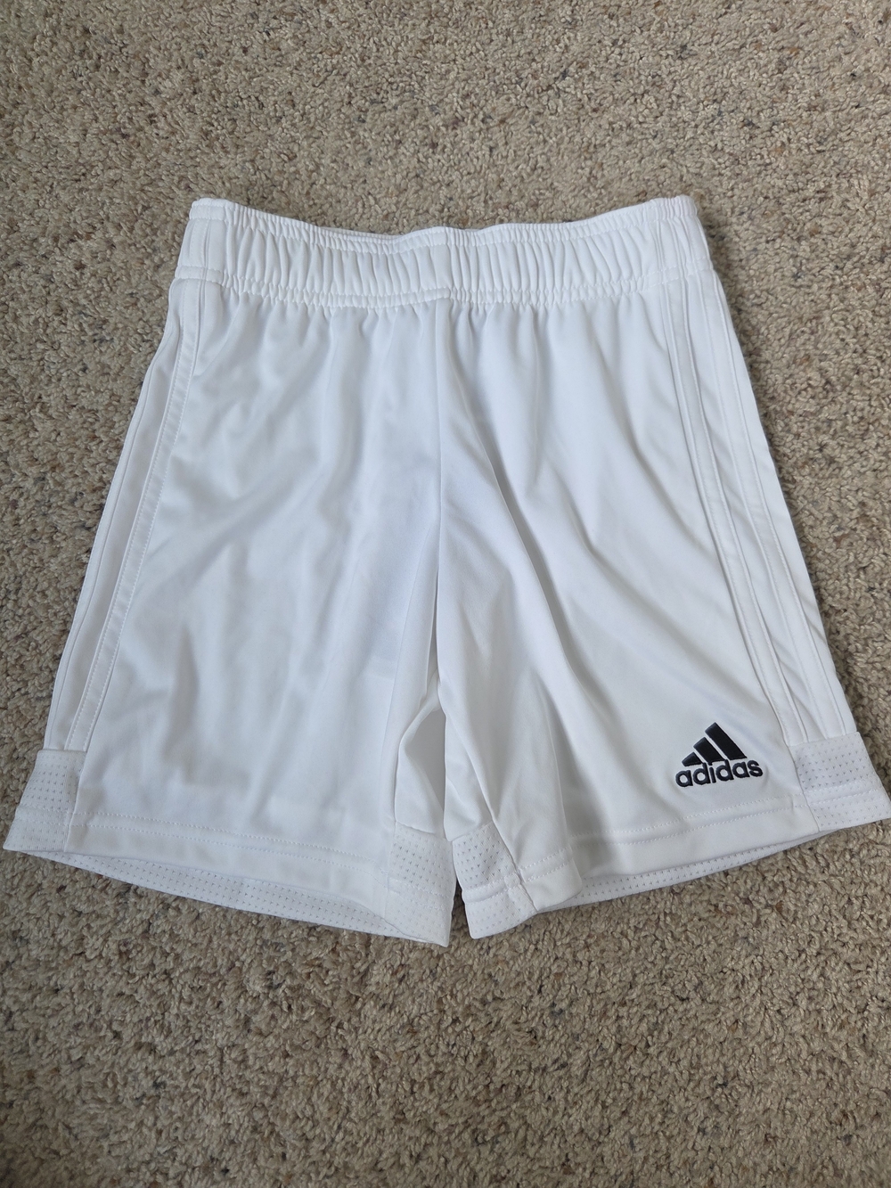 adidas White Athletic Soccer Shorts with Black Logo
